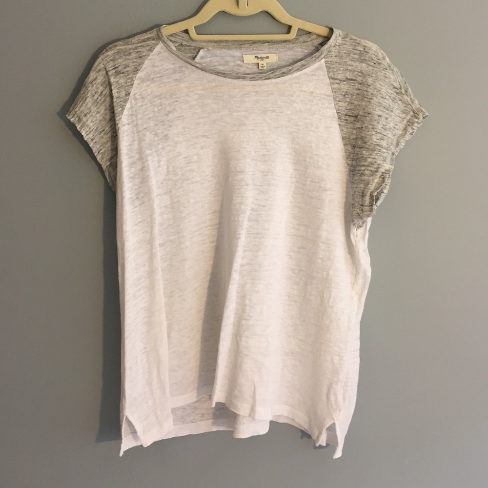 Madewell Baseball Tee in white and grey